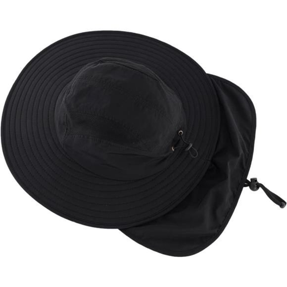Mens UPF 50+ Sun Protection Cap Wide Brim Fishing Hat with Neck Flap Hiking - Picture 3 of 7